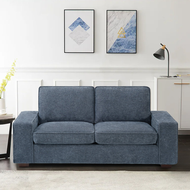 Nickelle 2 Seater Upholstered Loveseat Sofa, Blue