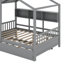Lit double pleine grandeur avec lit gigogne, conception moderne pour enfants avec tablette de rangement-1004419180