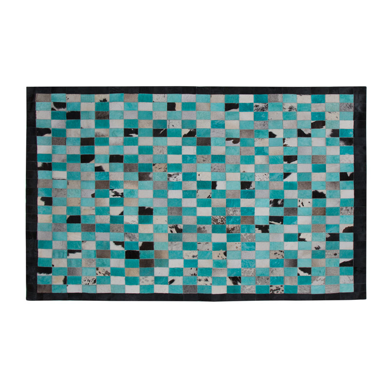 Burkeville Geometric Leather Area Rug, Rectangle: 140 x 200cm