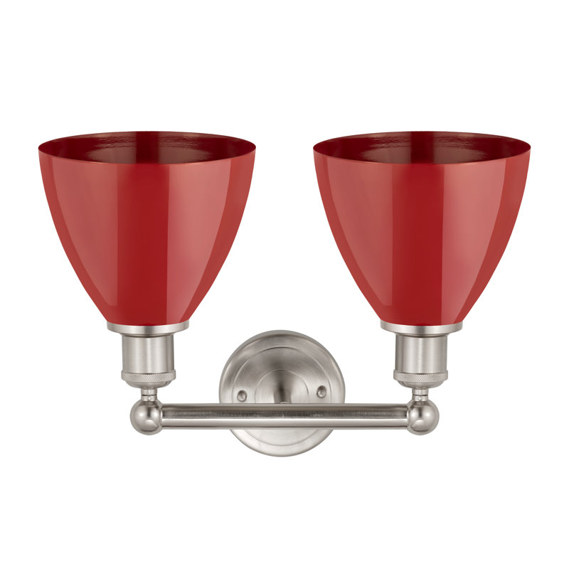 Éclairage pour meuble-lavabo de salle de bain 2 lumières 16,5 pouces Anjail Dome, Rouge, Nickel satiné brossé