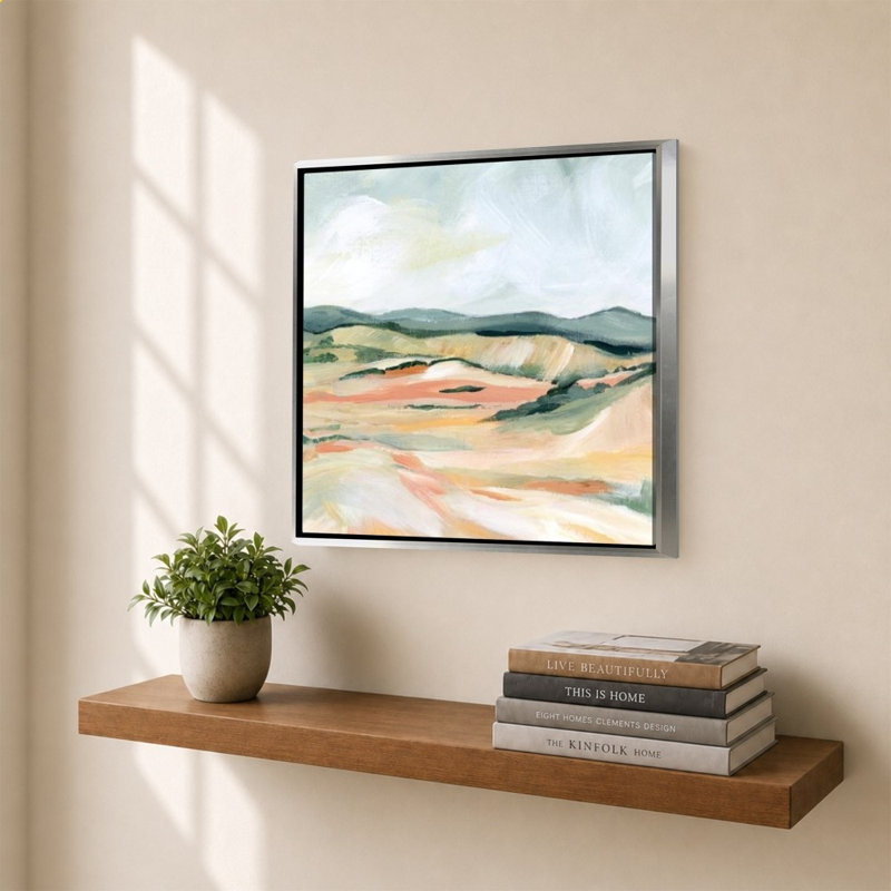 «Vermillion Landscape III» par Katrina Pete - impression sur toile, 34" H x 34" W, Silver