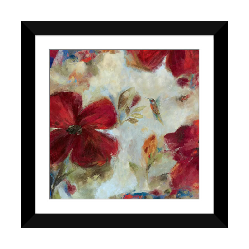 «Hummingbird II», impression sur toile, H 16 po x l 16 po x P 1 po, Papier beaux-arts encadré noir, Blanc