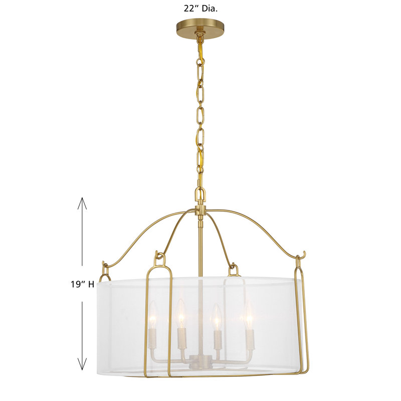Ashlay 4-Light Hubbs in Warm Brass, Brass