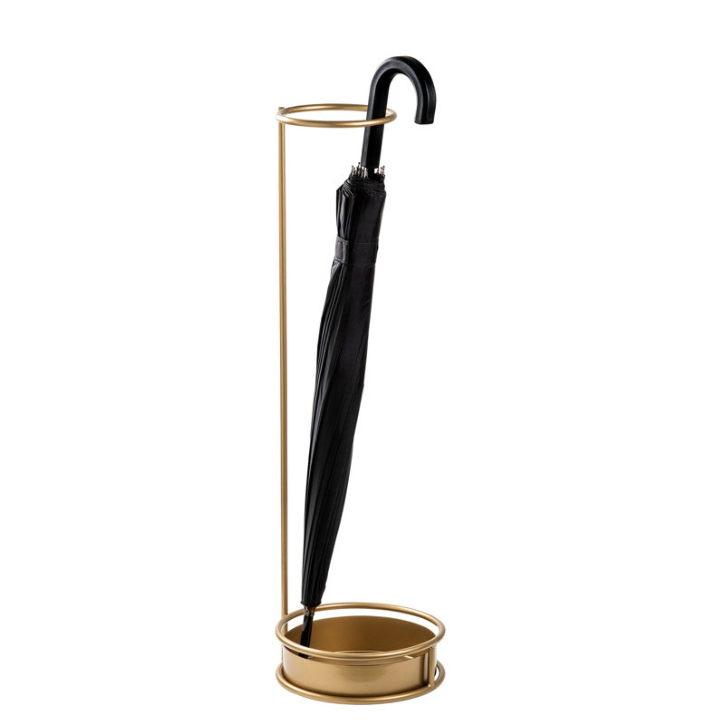 Elegant Metal Umbrella Stand, Gold Finish, 8.7 x 8.7 x 29.5 inches | 100% Durable Metal Construction | Stylish Storage Solution for Entryway & Home Decor | Perfect for Organizing Your Umbrellas