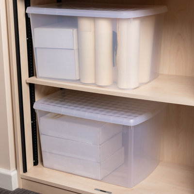 Wham Clip Rectangular Plastic Storage Boxes with Secure Clip Lock Lids Clear/Clear/Clear