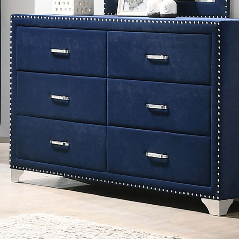 Commode 6 tiroirs Kennedy, Bleu pacifique