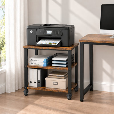 20" H x 19.7" W 3-Tier Laser Printer Stand with Storage Pinter desk Floor-Standing Rack on Wheels