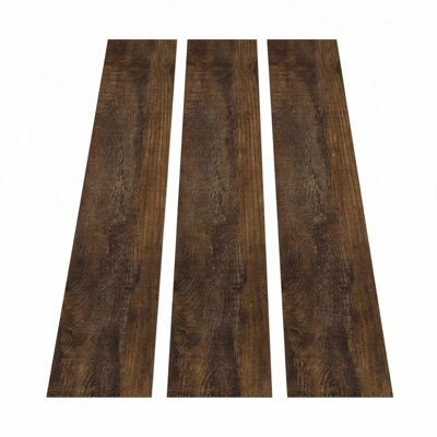 Plancher de vinyle en vinyle pelez et collez - carrelage à grain de bois auto-adhésif 6 po x 36 po, installation facile pour le garage, le sous-sol et les espaces à faible circulation (1Mm 54PCS Cover 81 SQ.FT)