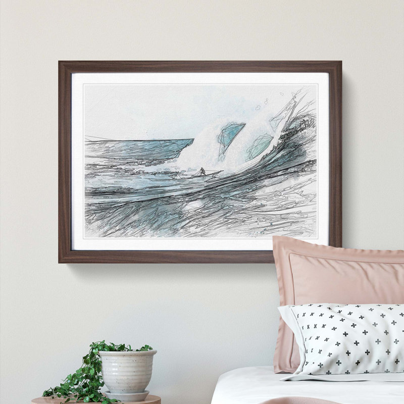 Surfs up in Abstract - Framed Print, 62cm H x 87cm W x 2cm D, Walnut Framed
