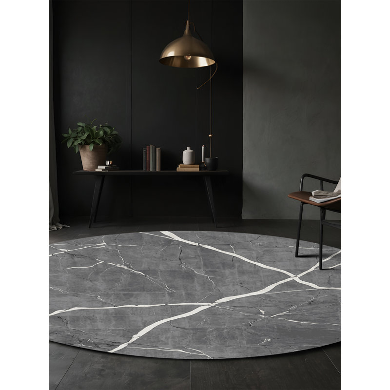 Tapis gris soyeux et moelleux, Rectangle 5 pi x 7 pi