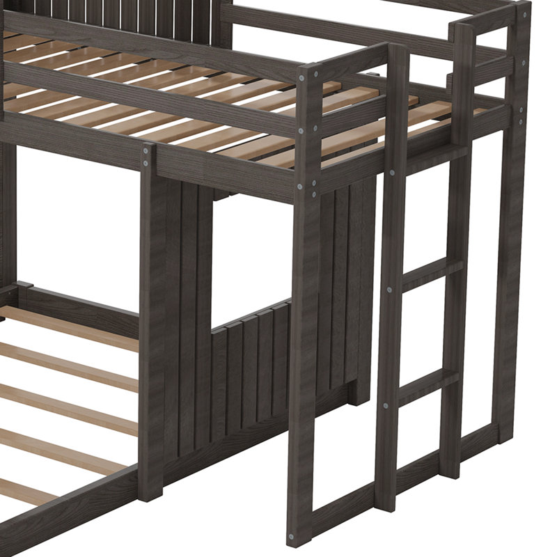 Hummel Kids Twin Over Full Bunk Bed, Antique Gray
