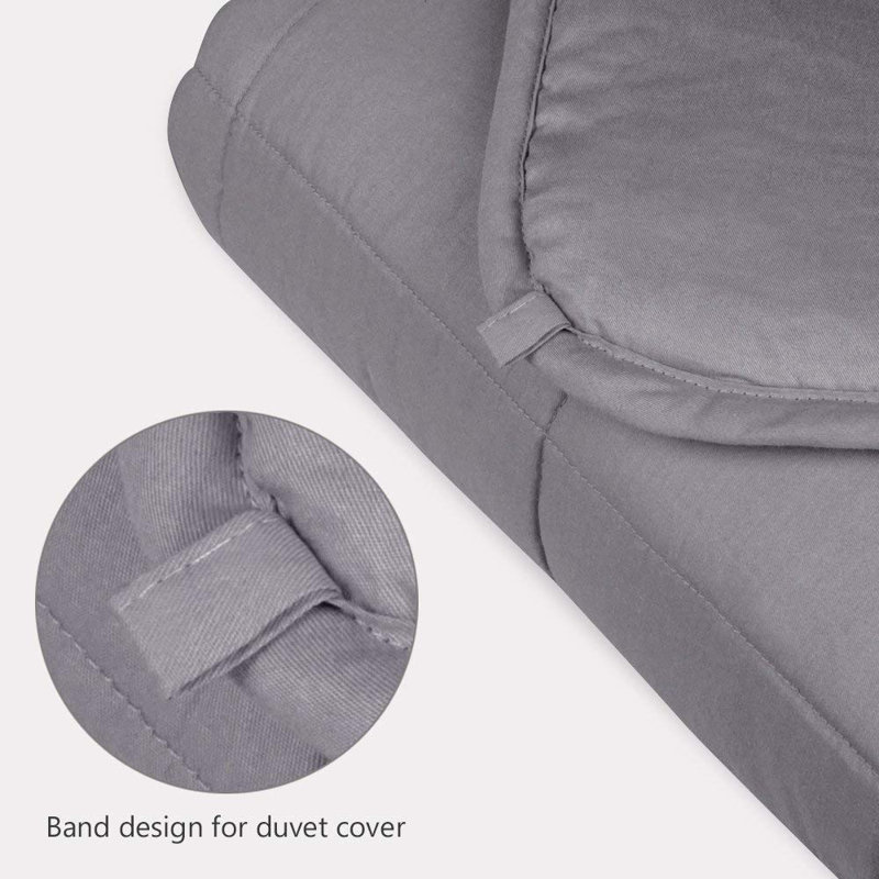 Charcoal Gray Cotton Weighted Blanket with Glass Microbeads, 15 lbs