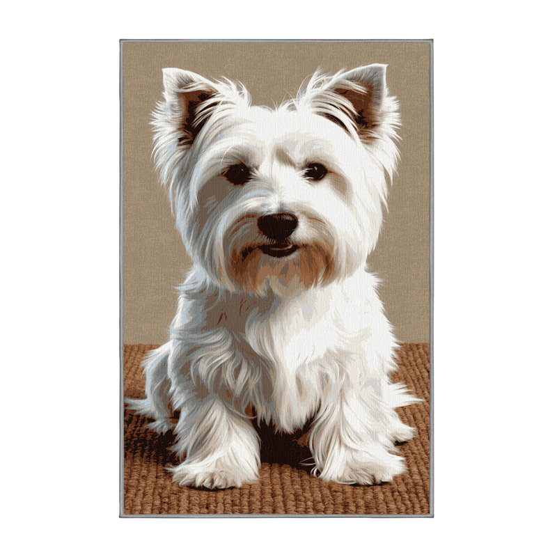  Tapis blanc lavable West Highland Dogs Terrier, Rectangle de 5 pi x 8 pi
