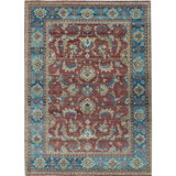 Wool Oriental Area Rug in Rust/Dark Blue