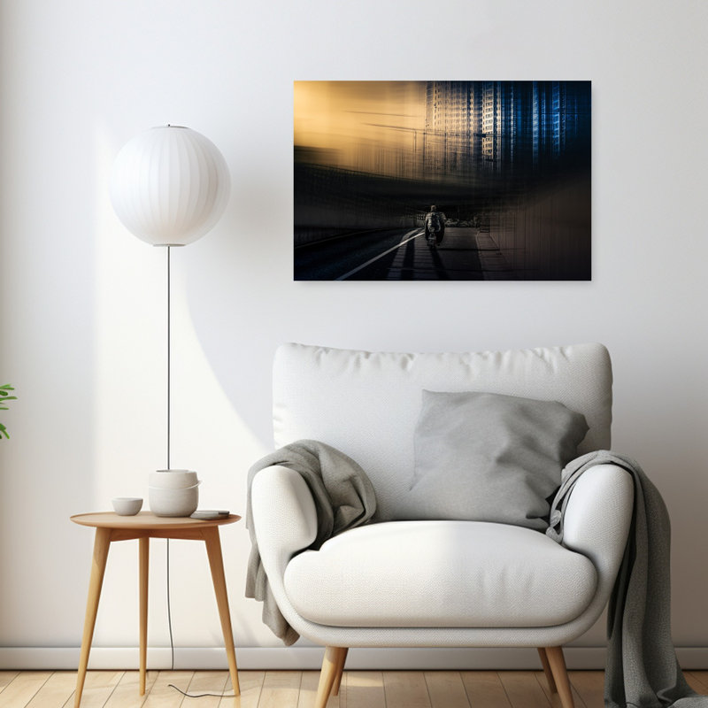 " Dynamic City Rider Abstract Modern Architecture City Wall Art Print " Print, H 24 po x l 36 po
