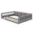 A Fully Upholstered Wood Platform Bed In Full Size, Complete With Safety Guardrails And A Complementary Pillow-251195811