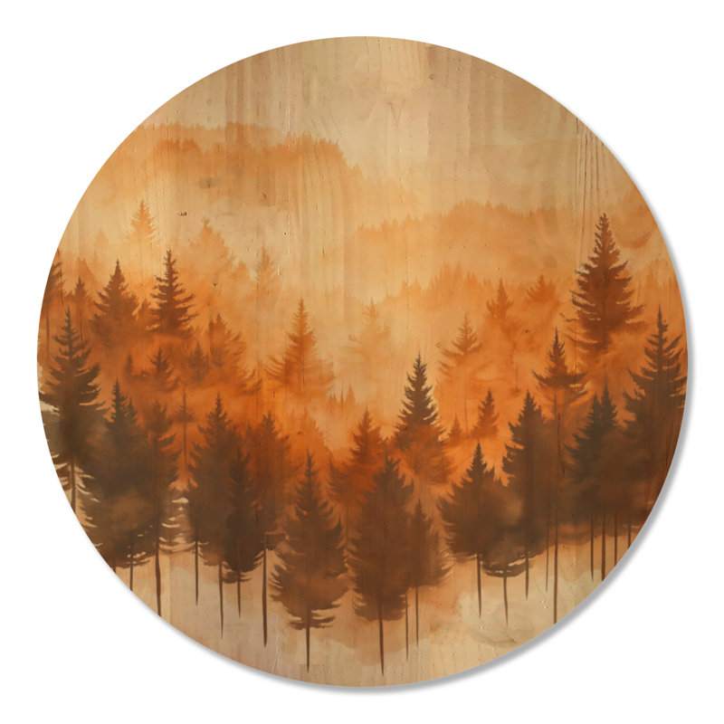 «Latte Forest Glow III - Nature», art mural rond en bois, Rond 23 po, Round