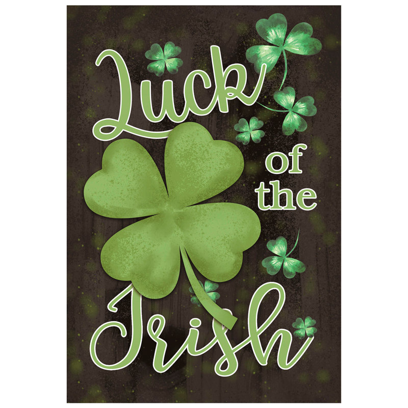 Drapeau de jardin extérieur Luck of the Irish Shamrock 12,5 po x 18 po