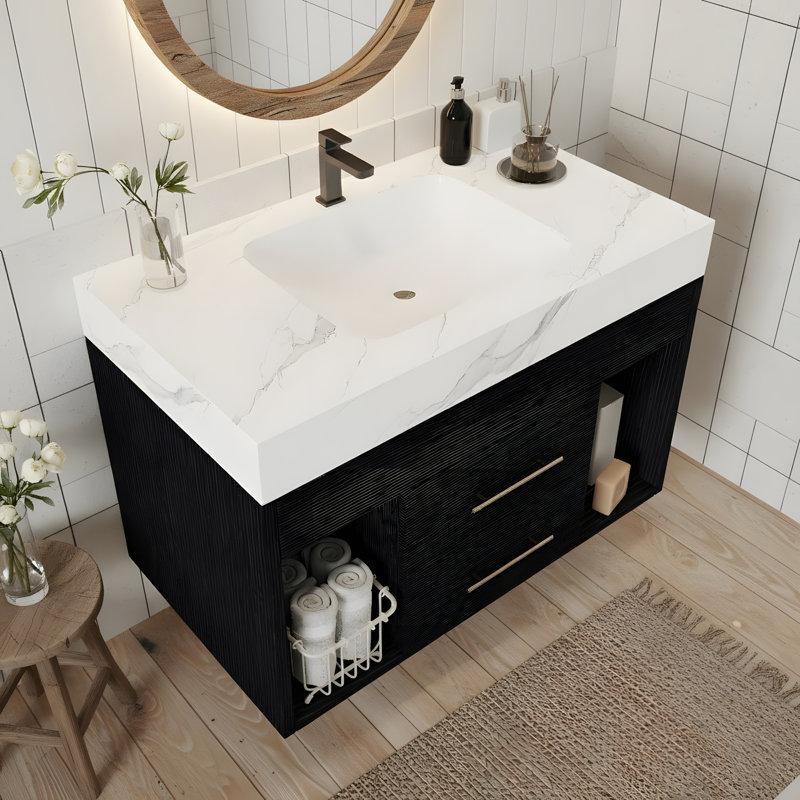 Meuble-lavabo flottant Modern, 30", Blanc