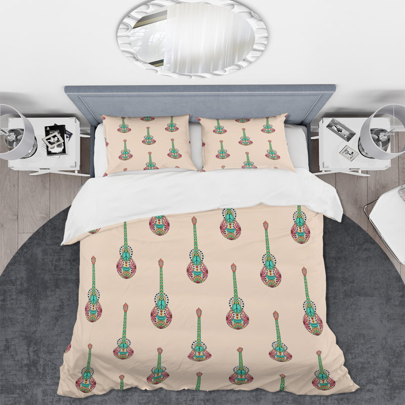 Ensemble de housse de couette bohémien Hippie Peace, Housse de couette pour très grand lit et 2 très