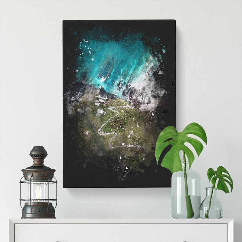High Above Asturias In Spain Paint Splash - Wrapped Canvas, 60cm H x 40cm W x 3cm D