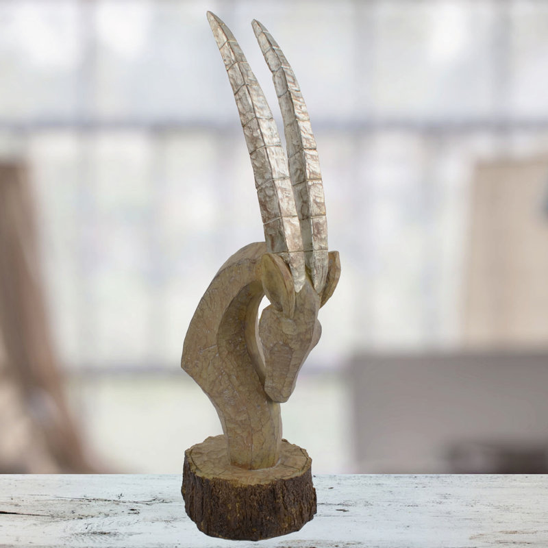 Rhys ORYX HEAD 53cm Carved Wood Effect