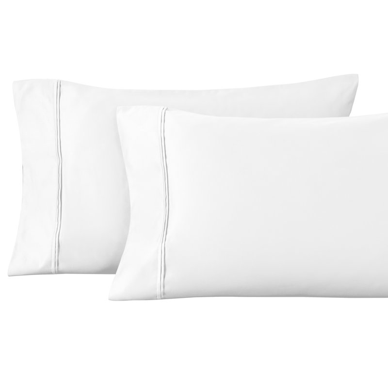 Mellark 100% Egyptian-Quality Cotton Solid Pillowcase Set, Standard Pillowcase, White
