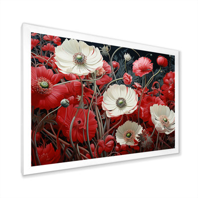 White And Red Crimson Flower S Embrace - Flower Canvas Wall Art