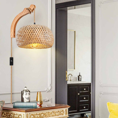 Roisin Rattan Plug-in Barn Light