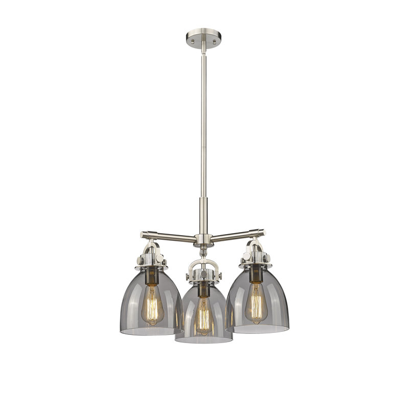 Luminaire suspendu sur tige 7 lumières Sloatsburg, Plaqué couleur fumée, Nickel satiné
