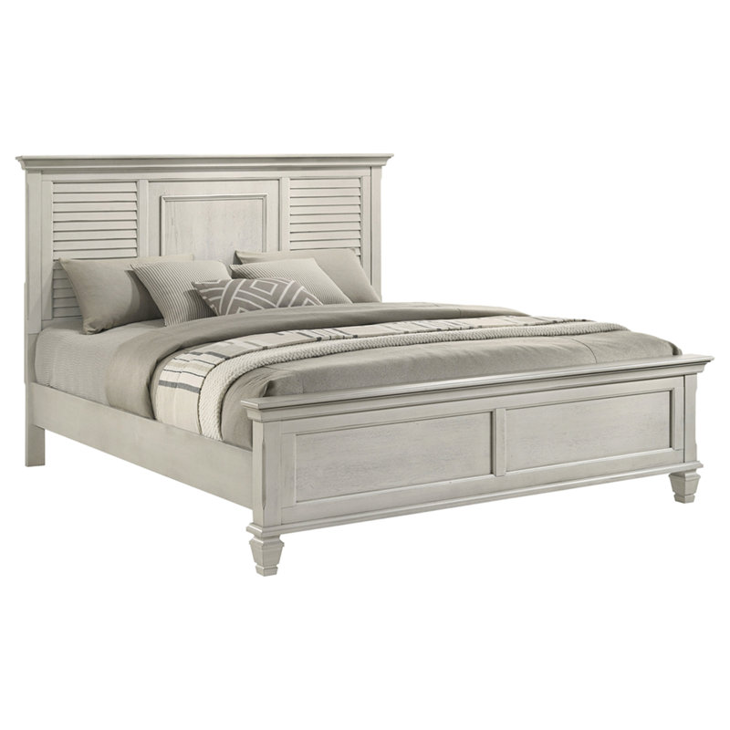 Hazelwood Distressed White Eastern King Panel Bed