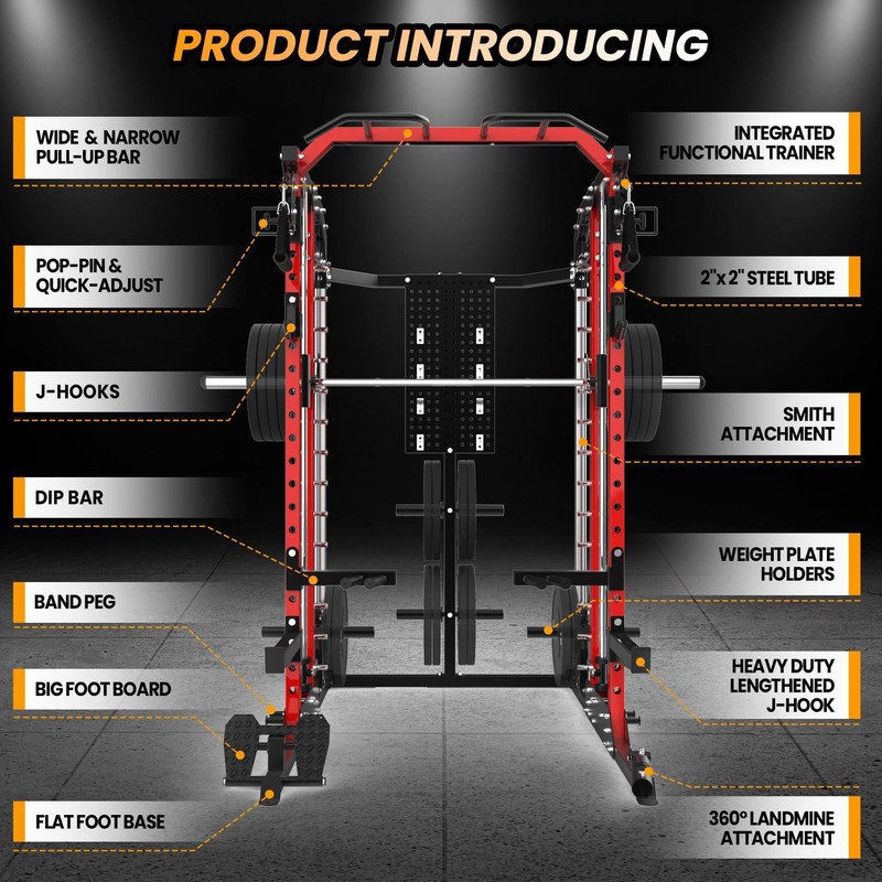 2400 LB Multi-Gym Smith Machine – Heavy-Duty Power Rack & Cable Crossover System