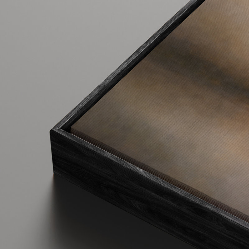 «Minimal Neutral Horizon Foggy Sunset Abstract Landscape», reproduction d'art encadrée, Noir, H 24 po x l 36 po