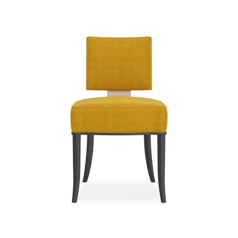 Caracole Classic Upholstered Dining Chair, Yellow, Black/Gold