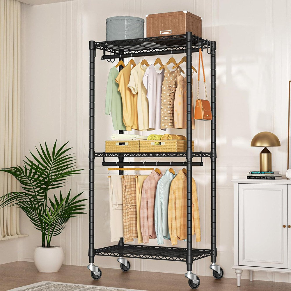 Trent Austin Design® Mini Clothing Rack With Wheels, Black Heavy-Duty ...