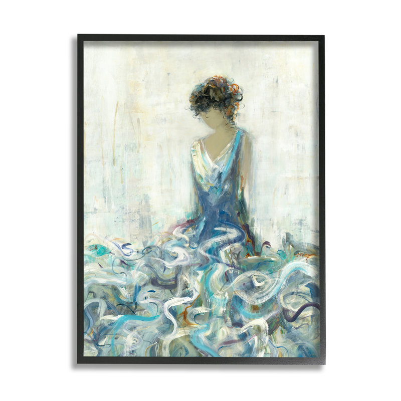 «Woman In Gown Abstraction» encadrée sur bois par Lisa Ridgers, peinture, H 14 po x l 11 po x P 1,5 po