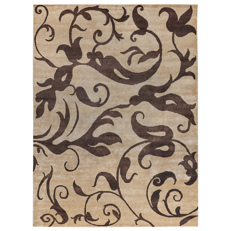 Metro-Velvet Hand Woven Wool Floral Area Rug, Rectangle 8'6" x 11'6"