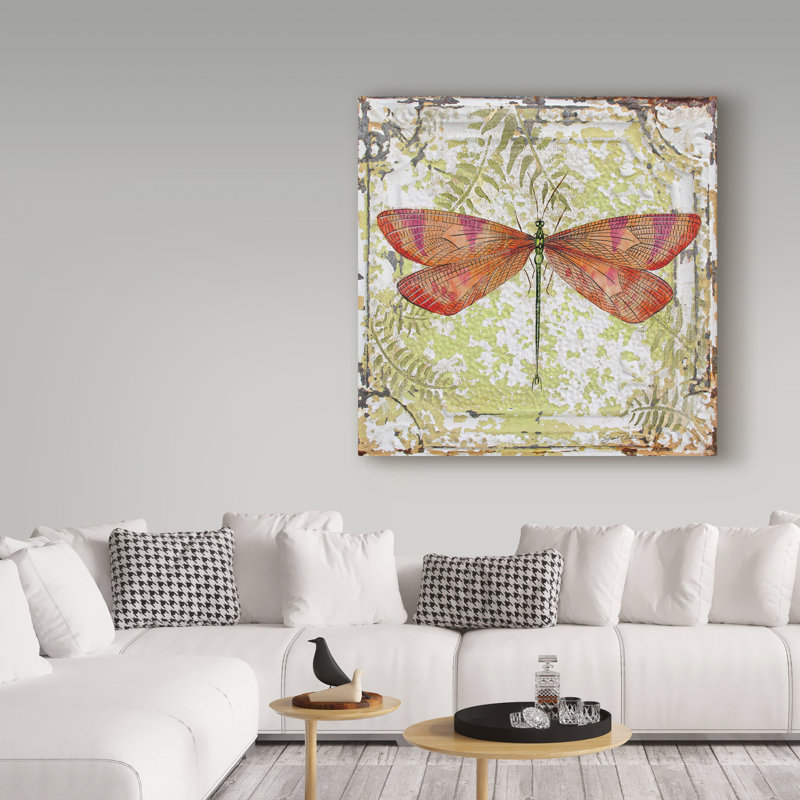 Deagen «Dragonfly on Tin Tile 3», impression sur toile tendue, H 14 po x l 14 po x P 2 po