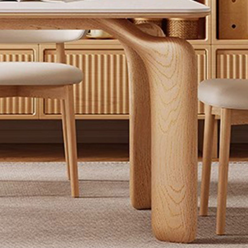 Table de salle à manger moderne en bois de frêne avec plateau en ardoise, H 29,5 po x L 55,1 po x l 31,4 po