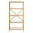 Etta 63"H 4-Tier Metal Glass Tall Rectangular Bookcase in Brushed Brass-1362721359
