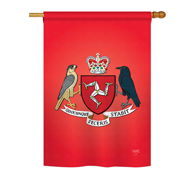 Drapeau maison / jardin en polyester 2 faces Isle of Man, H 40 po x l 28 po