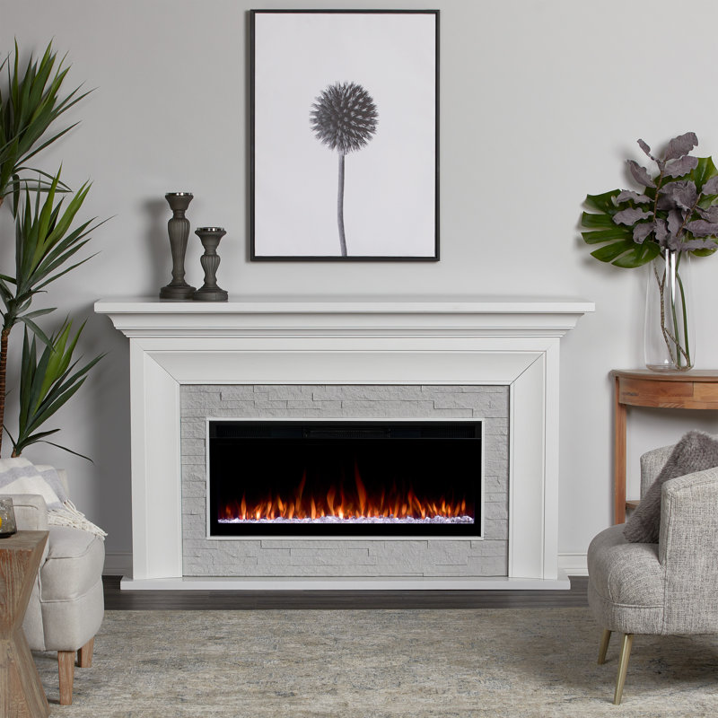Sonia 69" Landscape Electric Fireplace by Real Flame, White, Smart