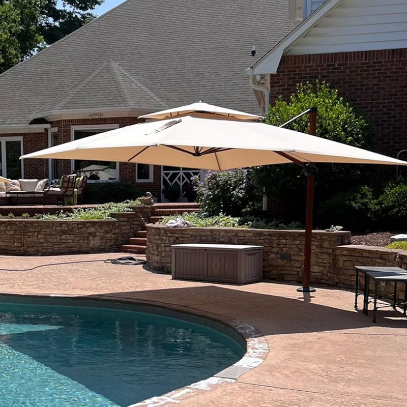 Parasol en porte-à-faux rectangulaire 120 po x 156 po Gira, Beige