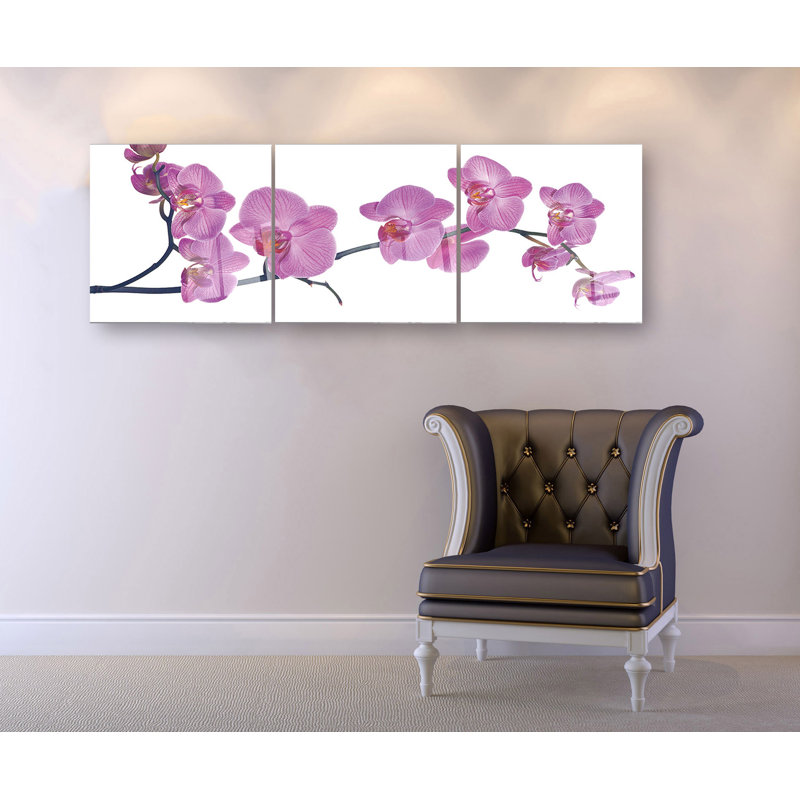 3 pièces d'art mural acrylique "Orchid", 20 "x 60"