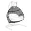 Balancelle suspendue en osier gris anthracite avec support et coussin bleu poussière