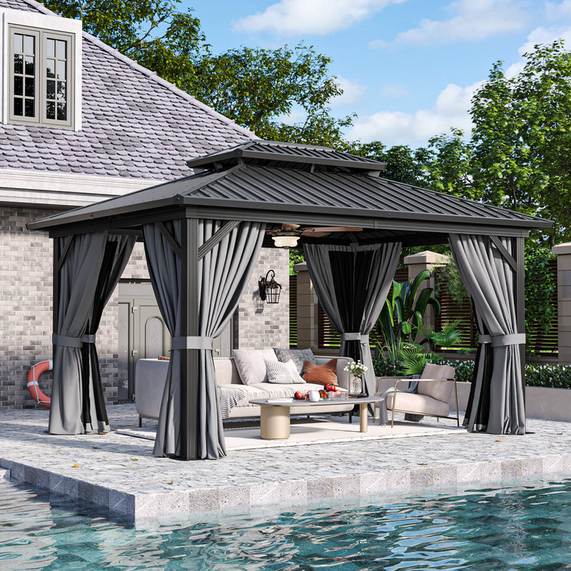 14 pi. L 10 pi. D Pavillon de jardin avec double toit