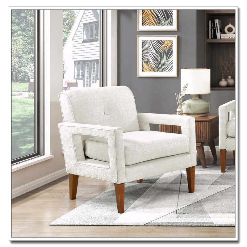 Fauteuil d'appoint, fauteuil club Chenille, Beige