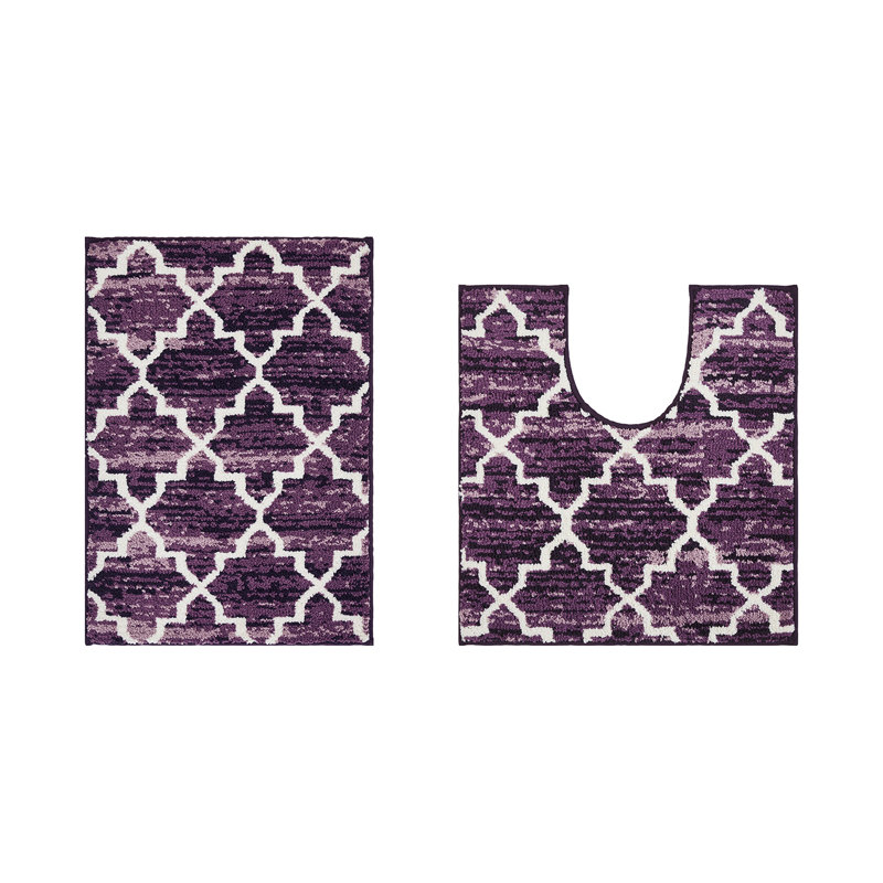 Tapis pour salle de bain Nolynn, Mauve, Ensemble de 2 pièces (17 po x 24 po | 24 po x 40