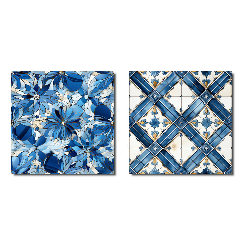 Scituate - ensemble de 2 reproductions d'art abstrait, Toile tendue, H 16 po x l 33 po x P 1 po