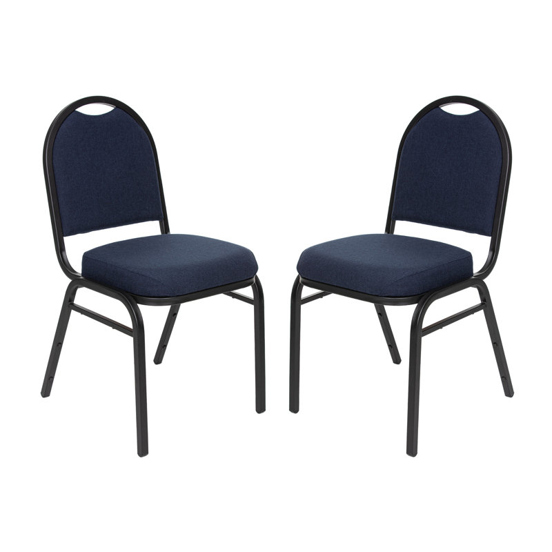 Celia Fabric Stack Chair (2 Pack), Black, Midnight Blue